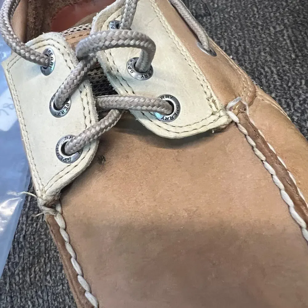 Sperry Top Sider Billfish Boat Shoes Mens 8.5 Tan Beige Leather Air Mesh Rugged